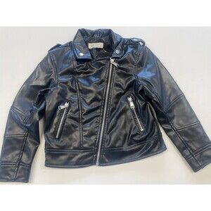 H&M Kids faux leather Moto jacket black size 6X